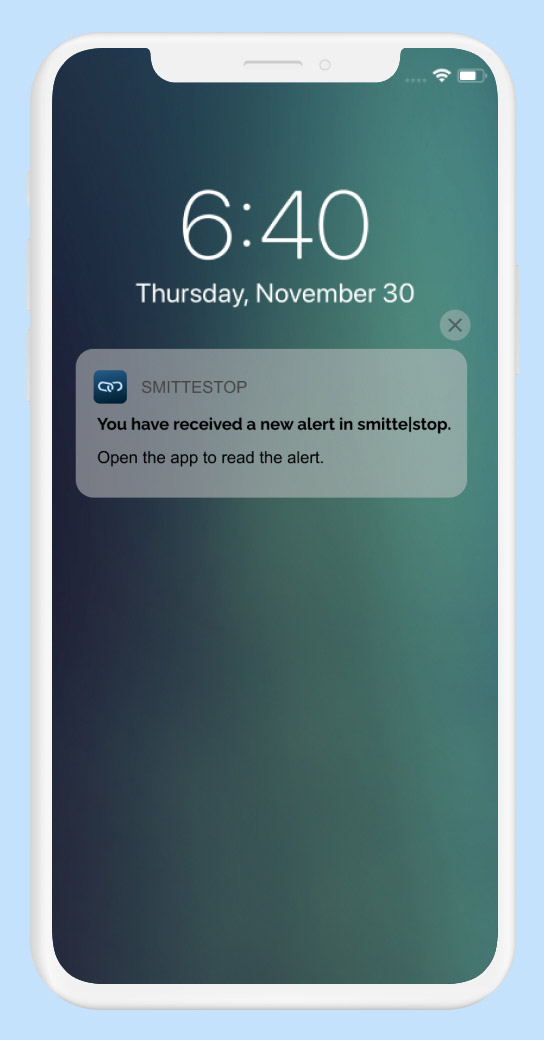 A phone is displayed where the user has received a notification from the app.